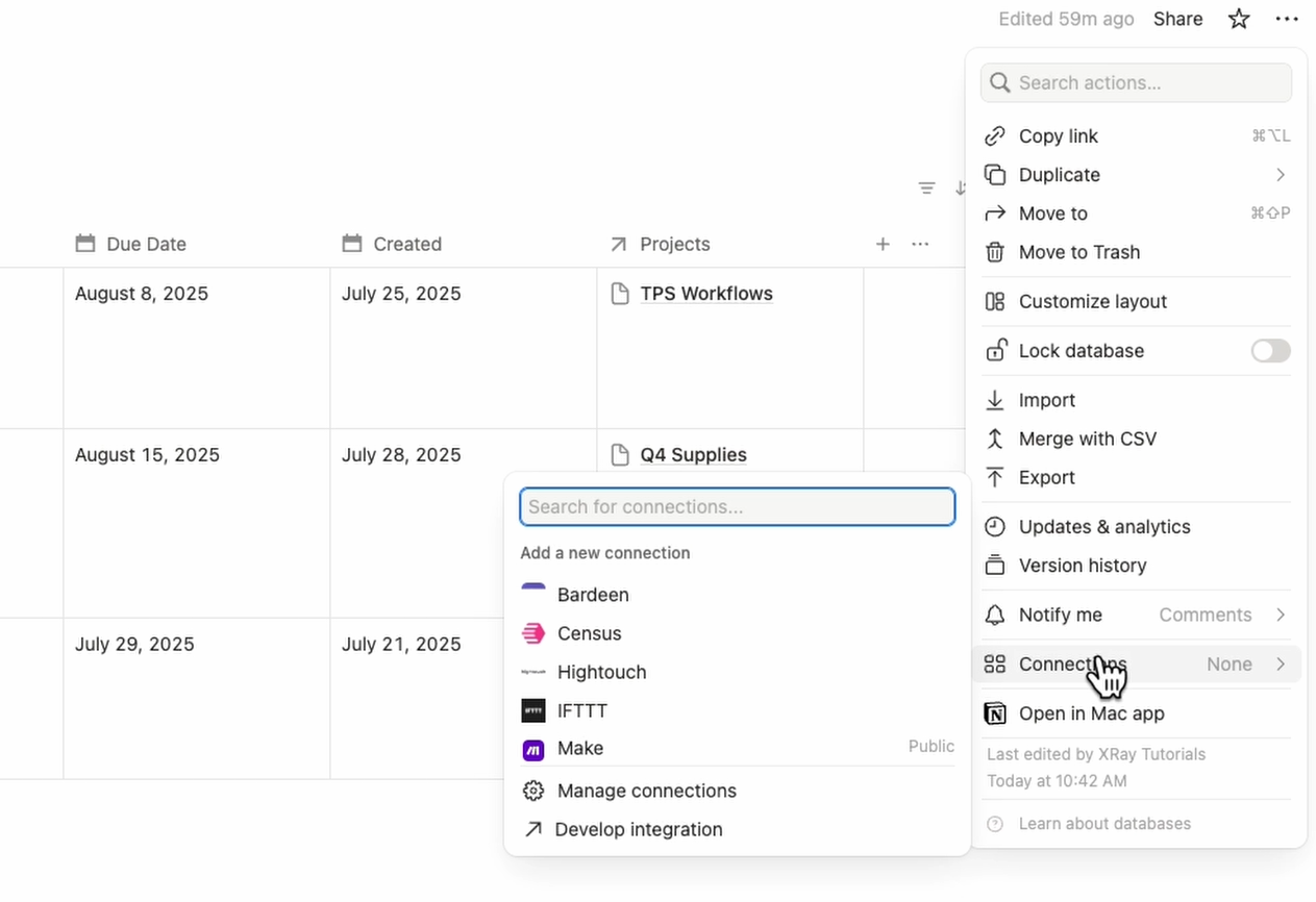 Adding a Zapier connection to a specific Notion page