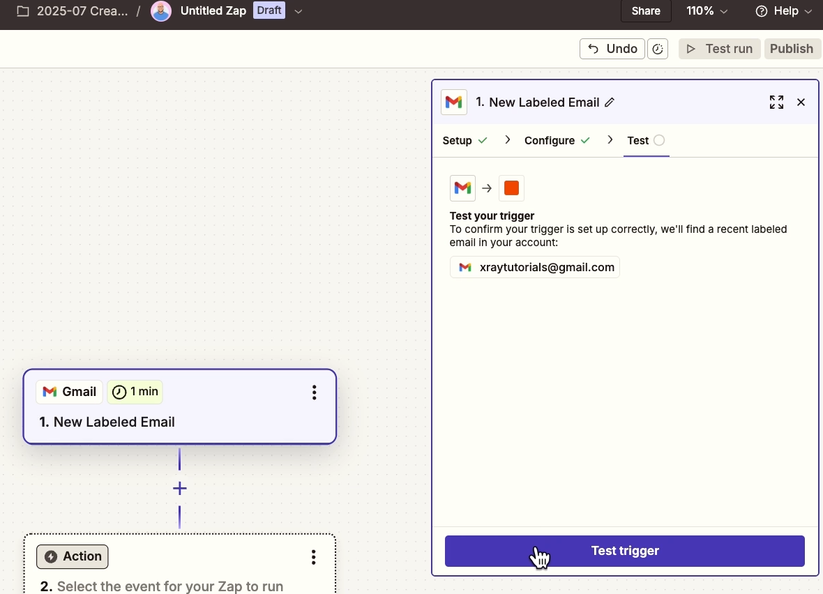 Test your trigger to retrieve test data