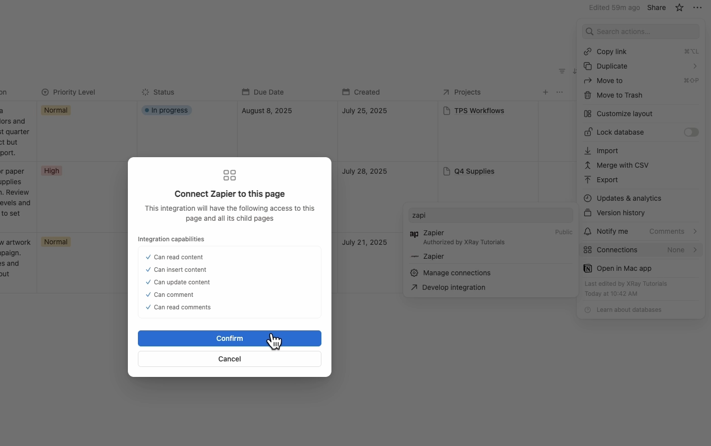 Connectng Zapier to Notion
