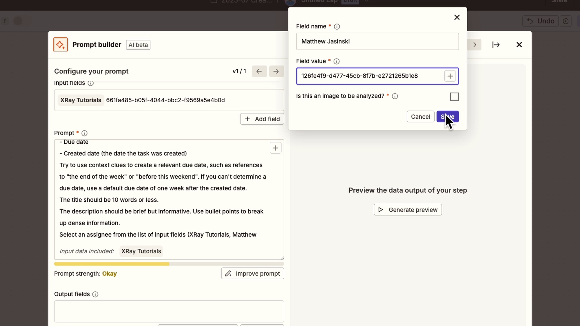 Use input fields to give your AI prompt additional variables (optional)