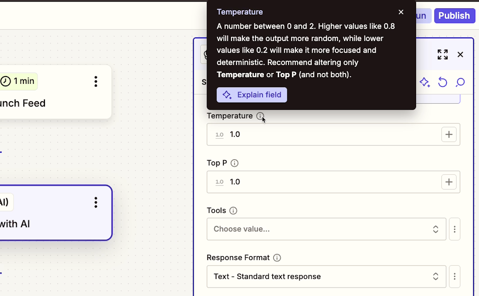 Advanced OpenAI settings in Zapier
