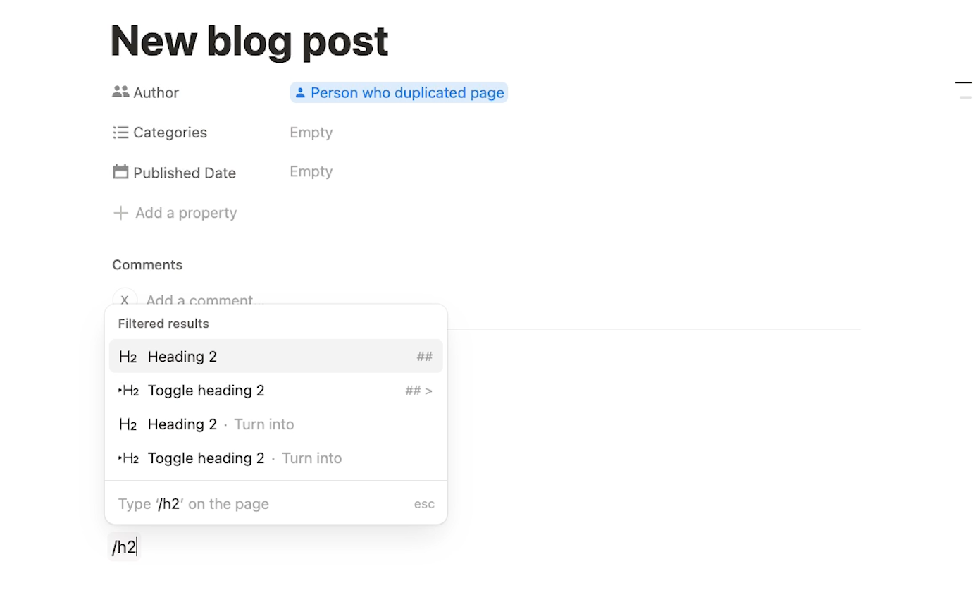 Adding content blocks to a database template page