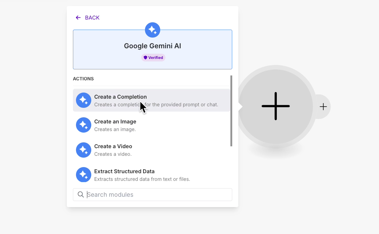 Adding a Gemini AI step to the automation to send a prompt
