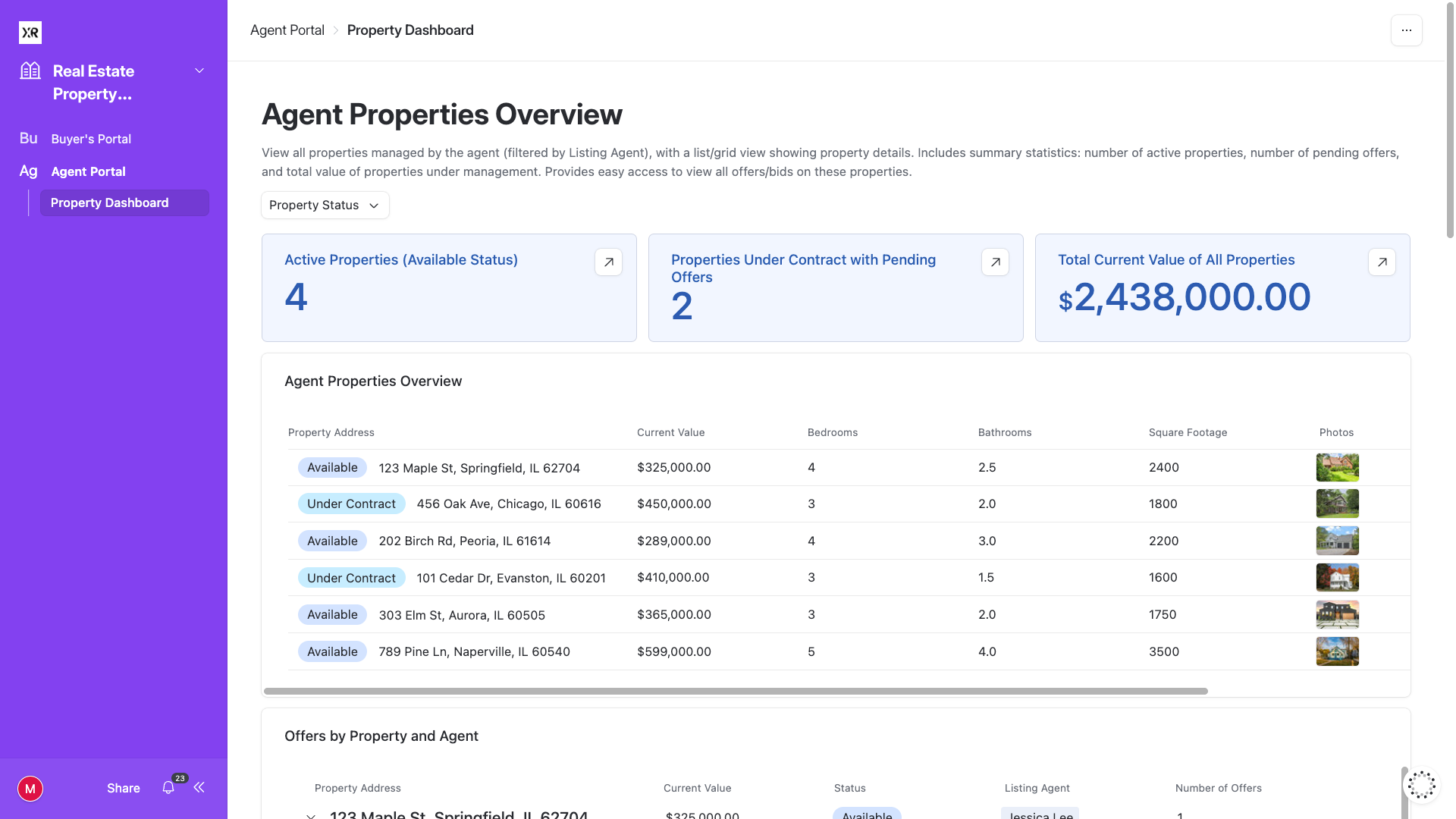 A real estate agent portal in Airtable