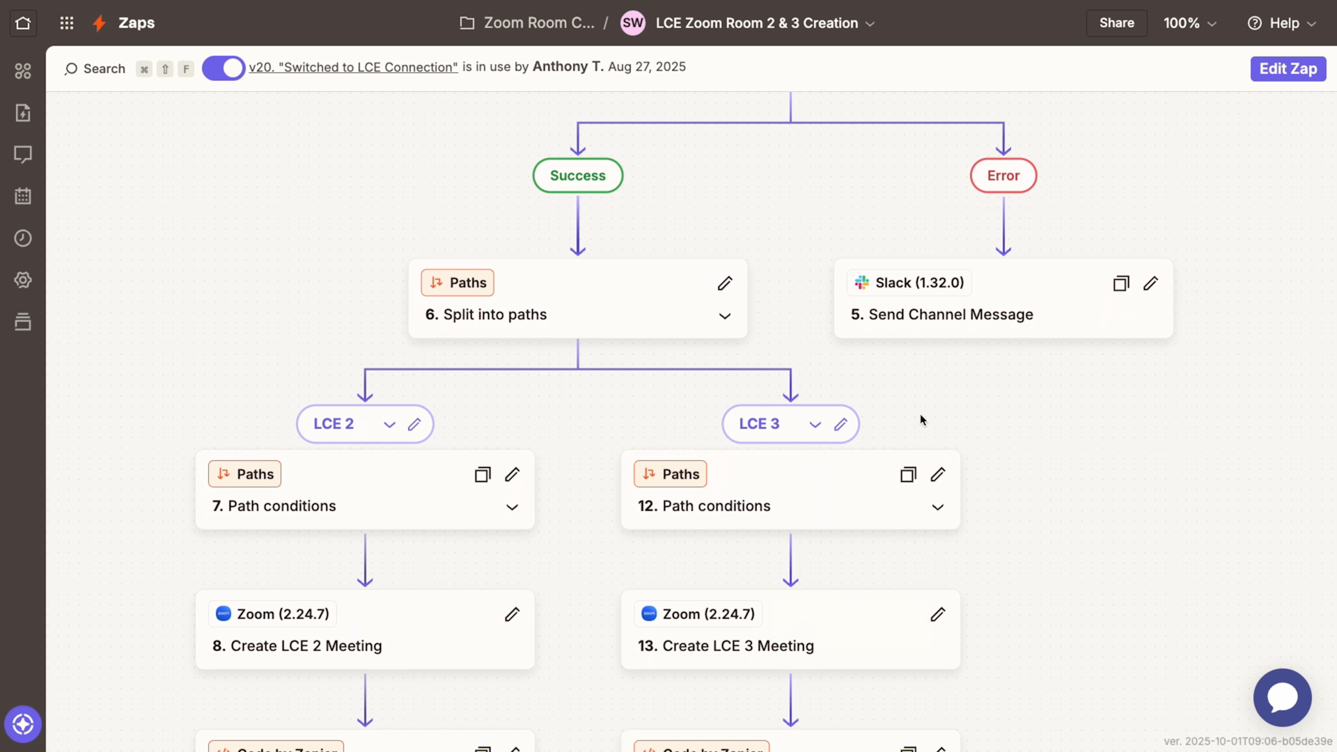 An automation with branching paths in Zapier