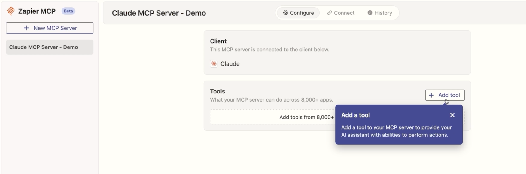 Setting up an MCP server in Zapier
