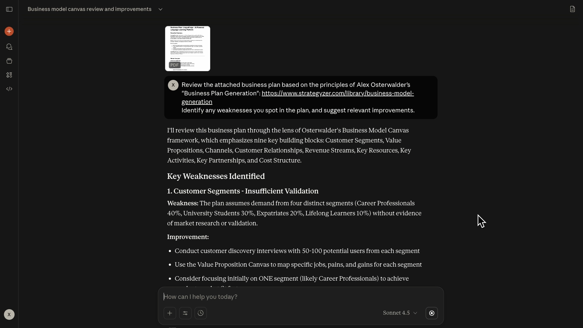 Giving AI a framework to analyze a business plan