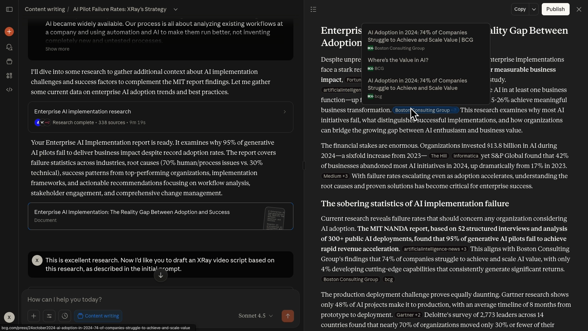 A research report created by Claude