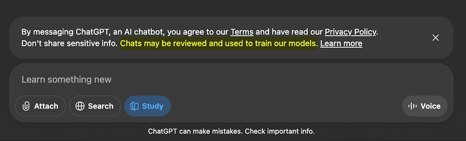 ChatGPT's privacy policy