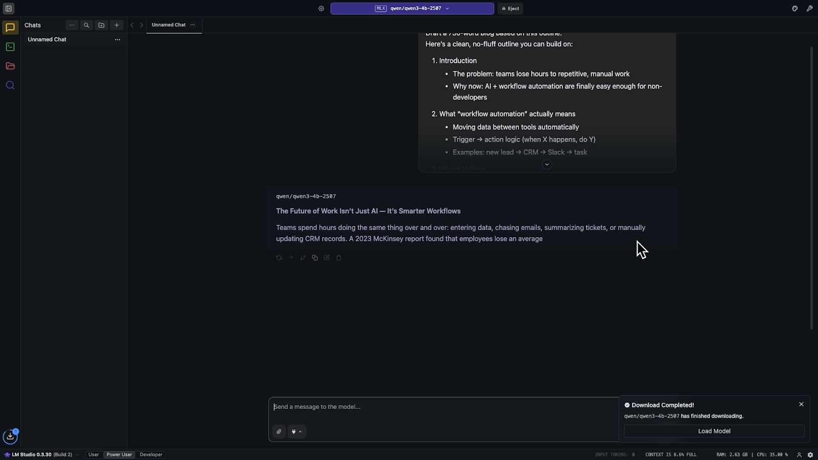 Using local AI with LM Studio