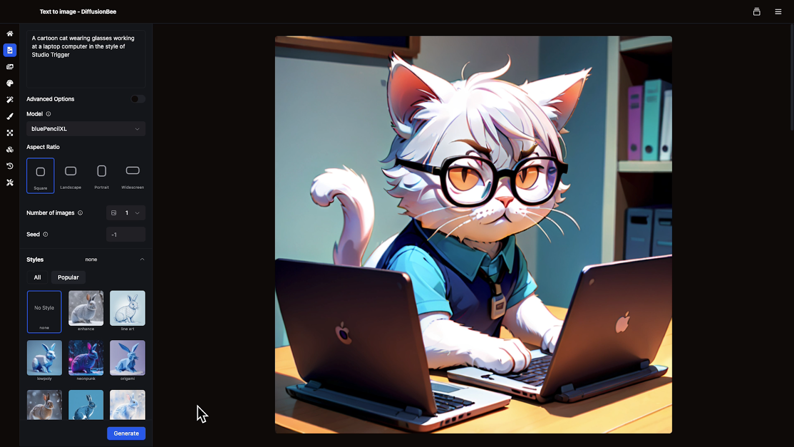 An image generated locally by DiffusionBee