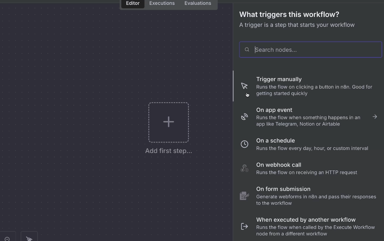 Choosing the trigger type
