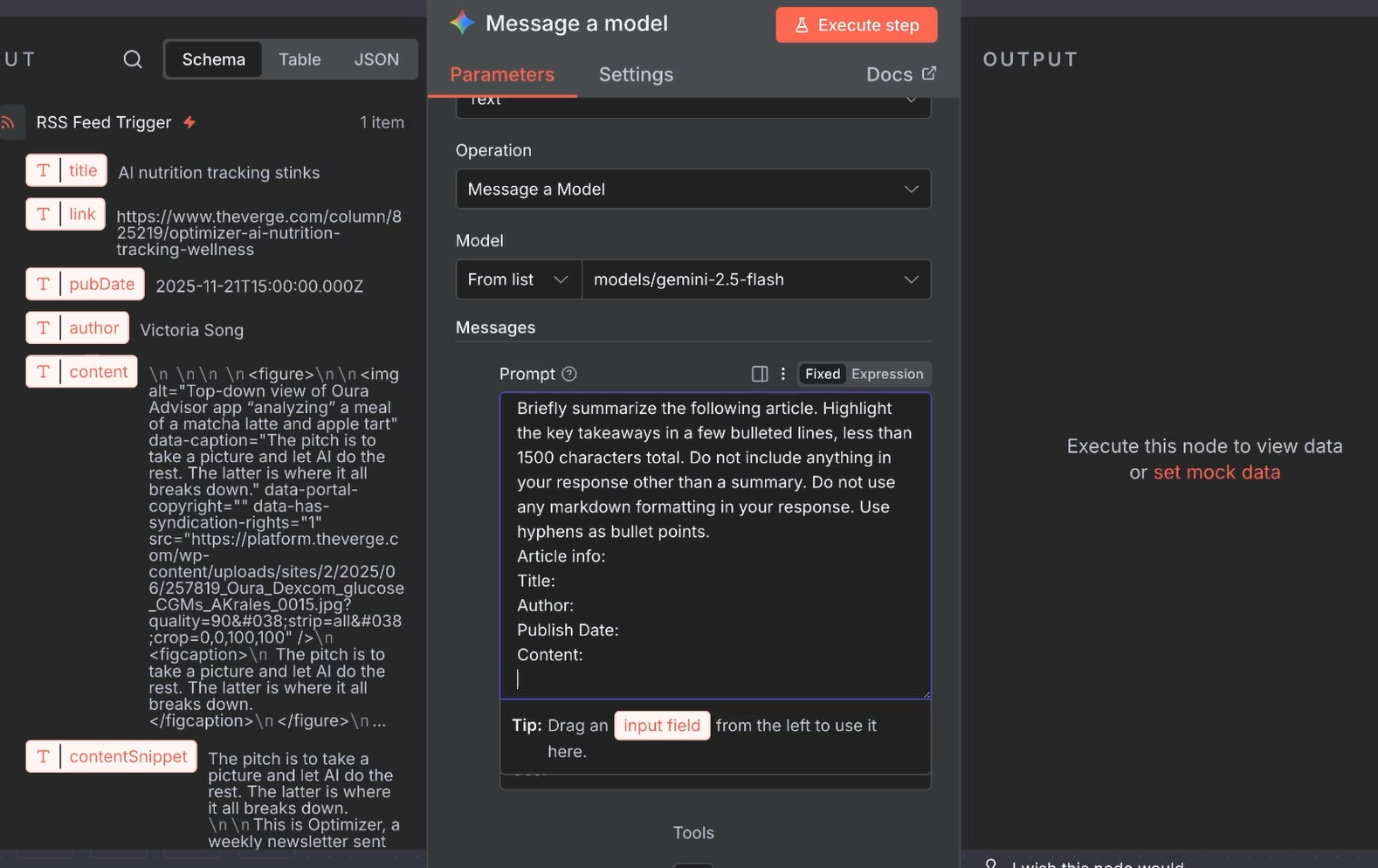 Selecting a Gemini model and composing a prompt