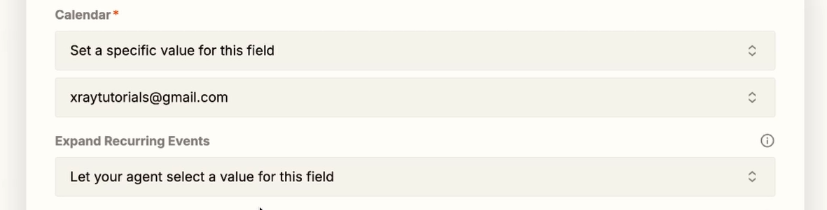 Setting a specific calendar for the AI to watch