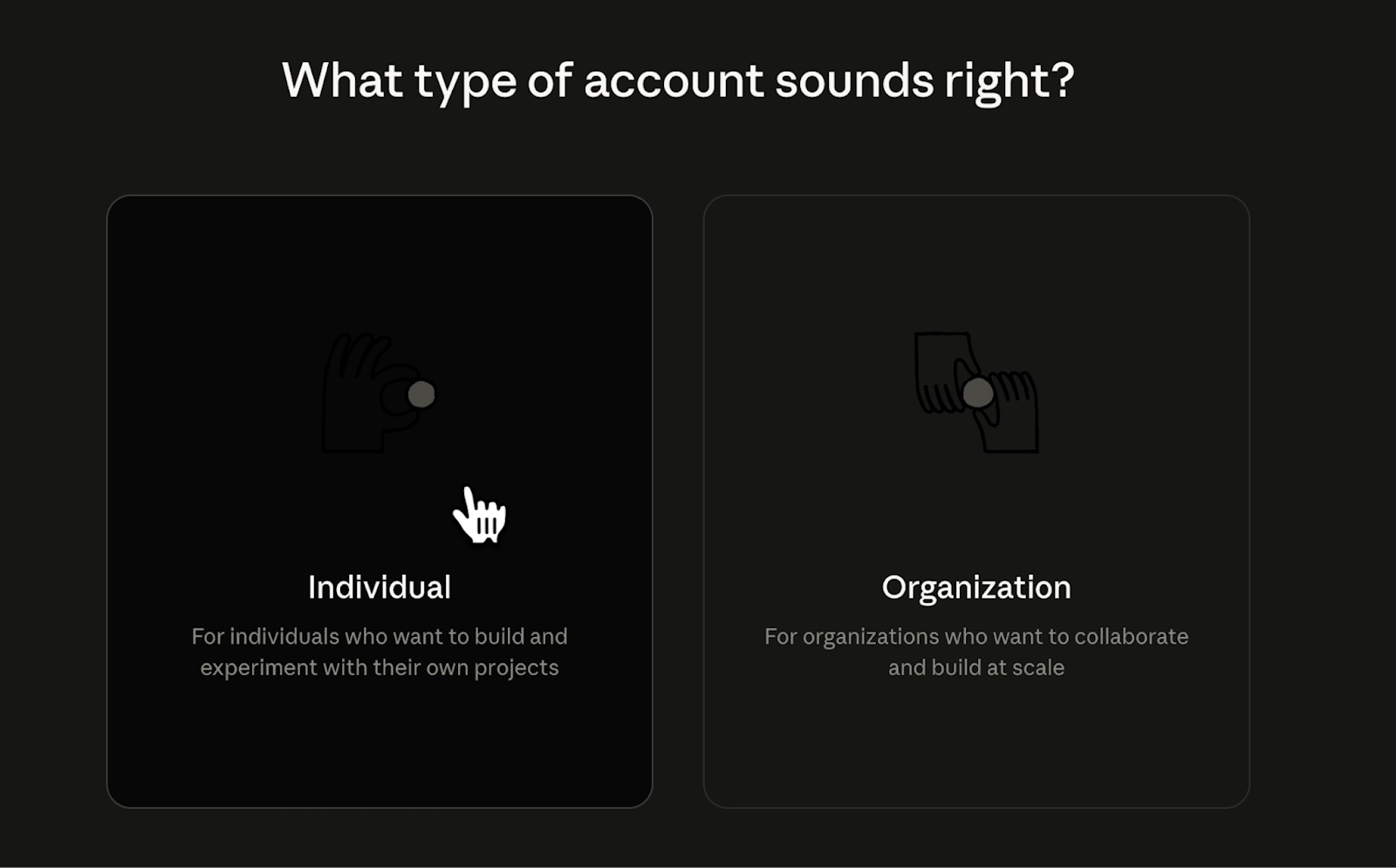 Setting an account to "Individual" or "organization"