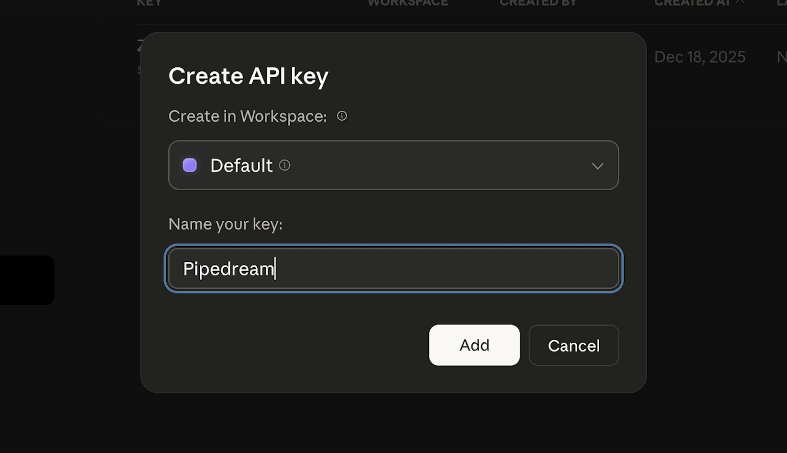 Creating additional API keys in Claude