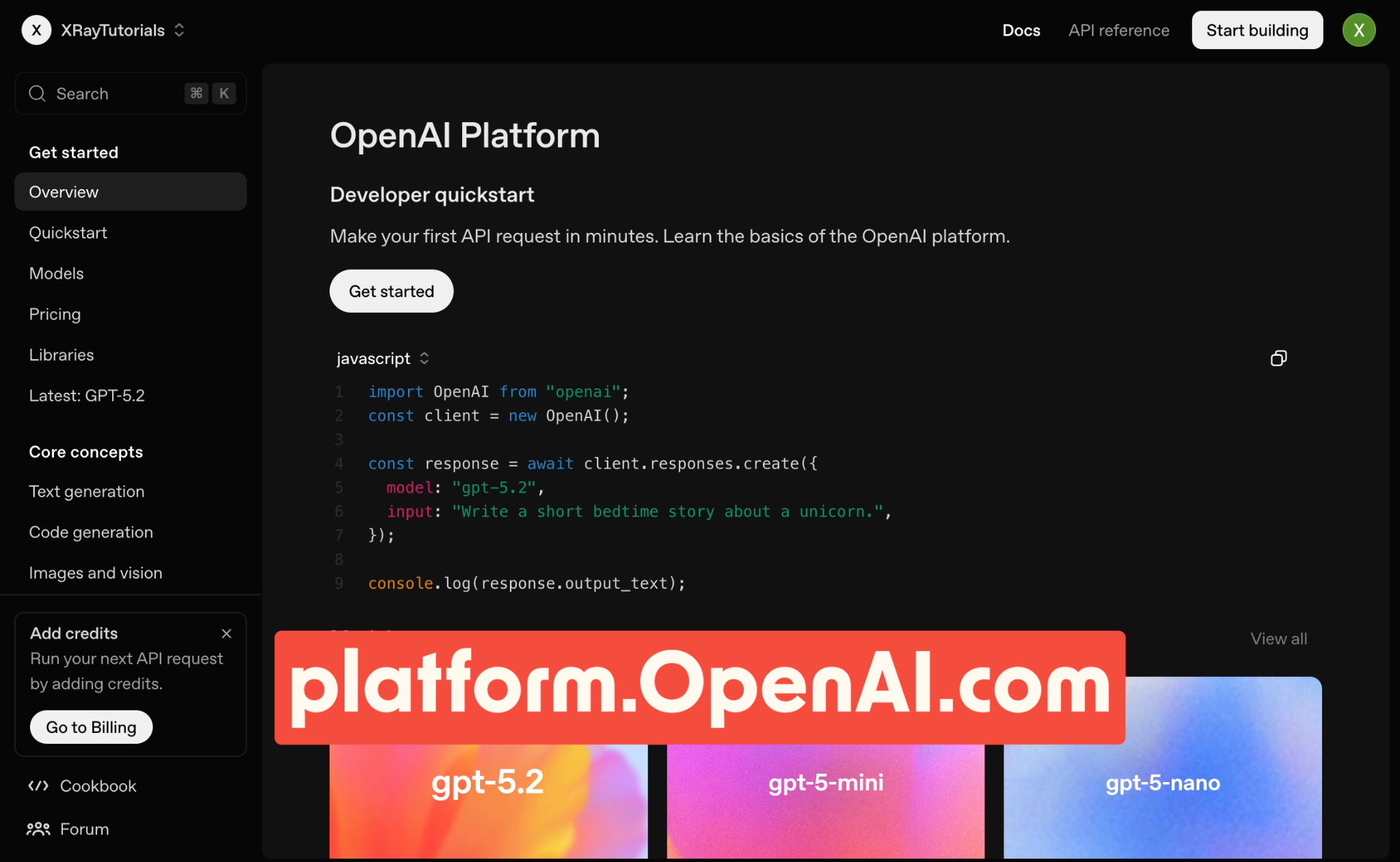 The OpenAI API platform