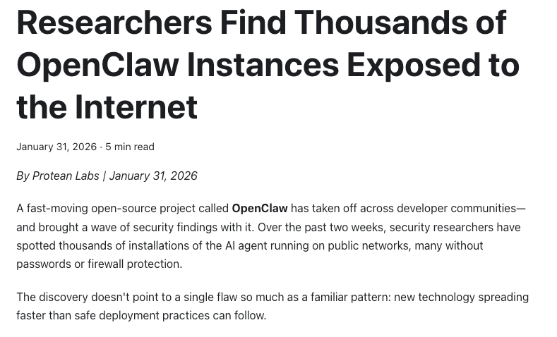 an excerpt of Protean Labs' security audit of OpenClaw