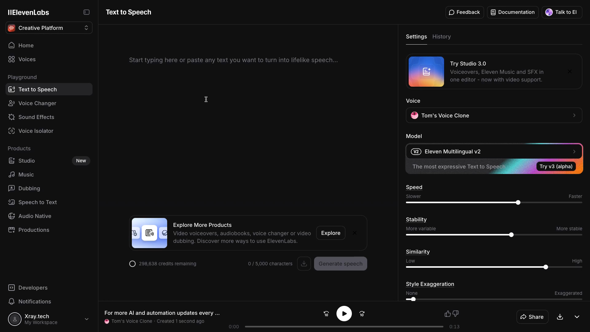 Text-to-speech settings are on the right
