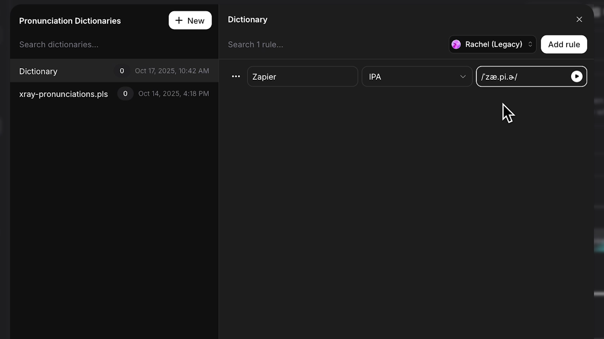An example pronunciation dictionary for the brand name "Zapier"