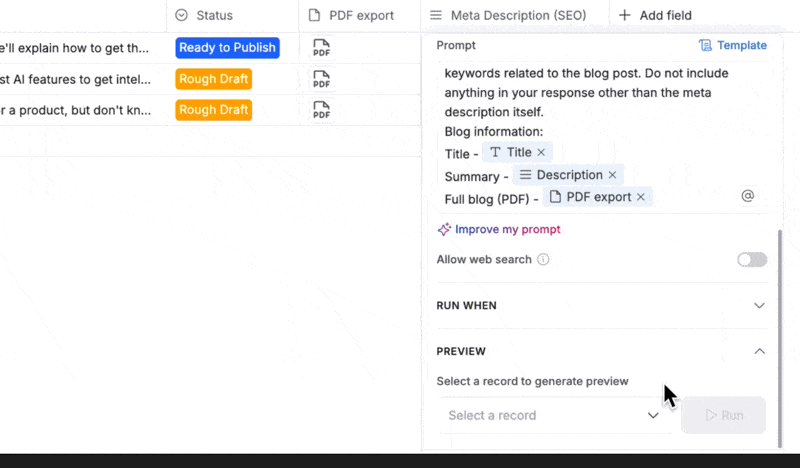 Previewing an AI agent's output