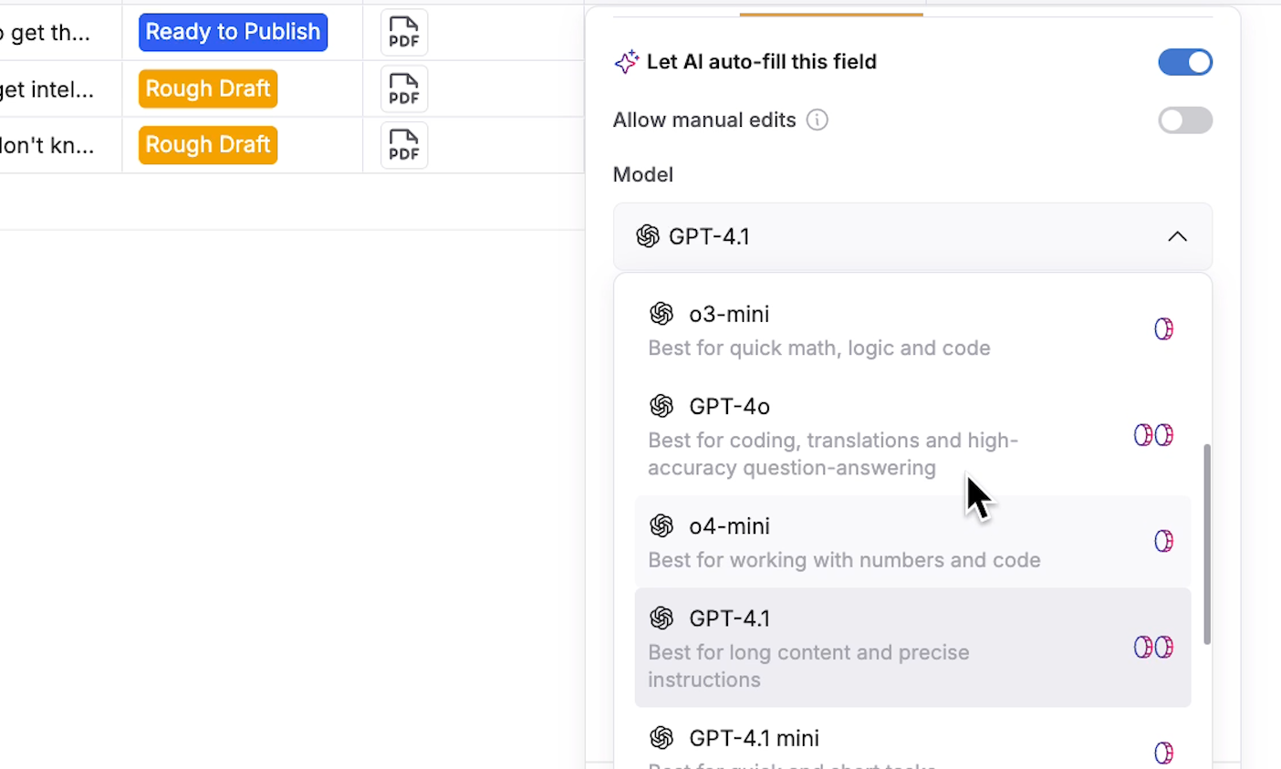Picking a model for an AI agent in Softr
