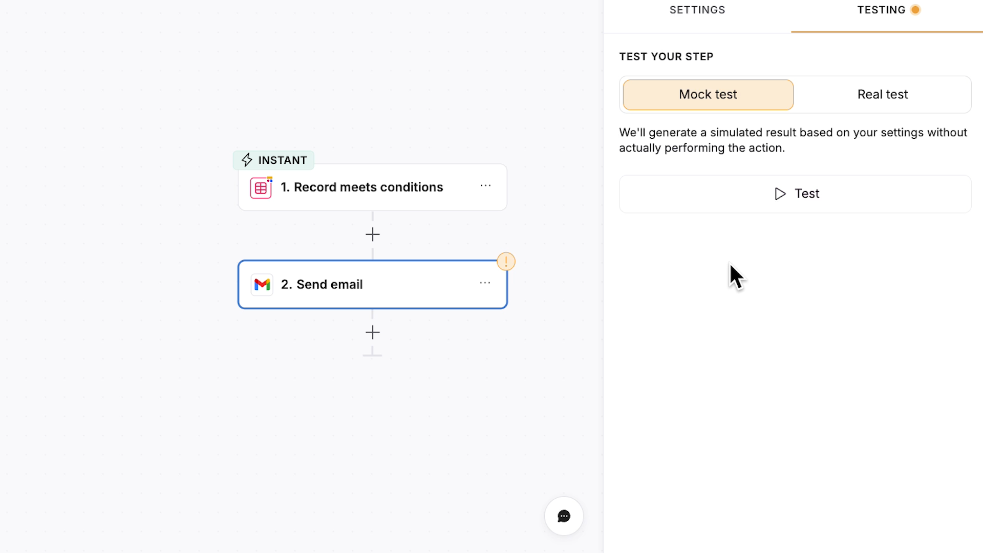 The two test types in Softr workflows: mock tests and real tests