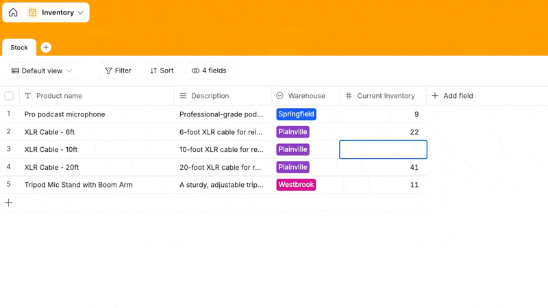 An automated alert created for a low-inventory item