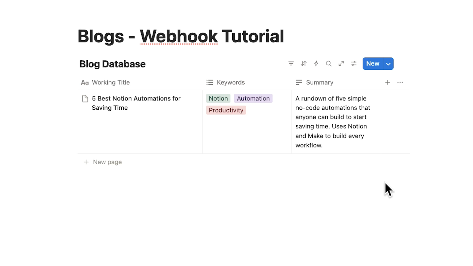 A database in Notion