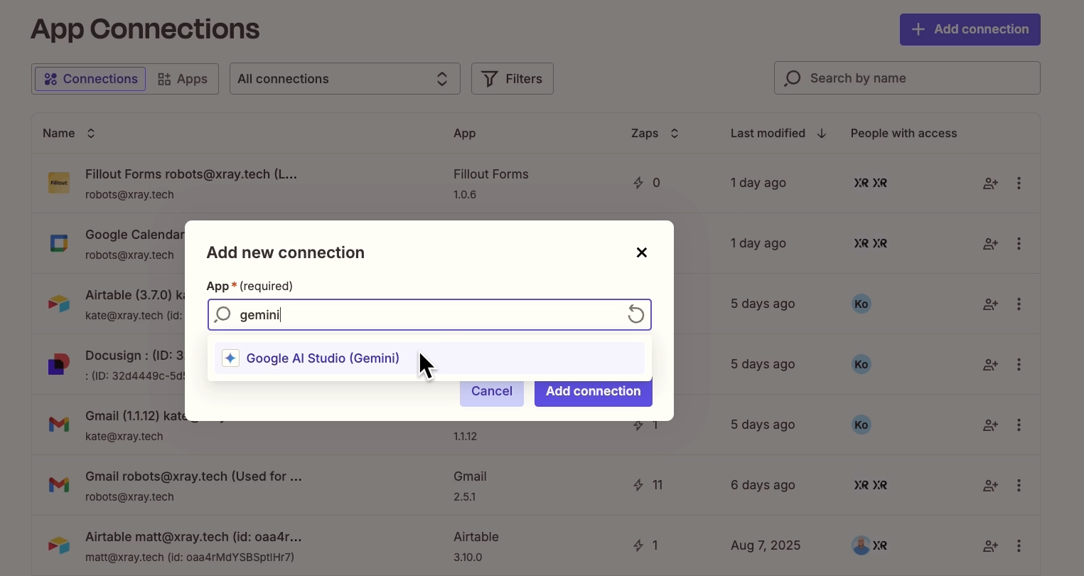 Search for Gemini in Zapier