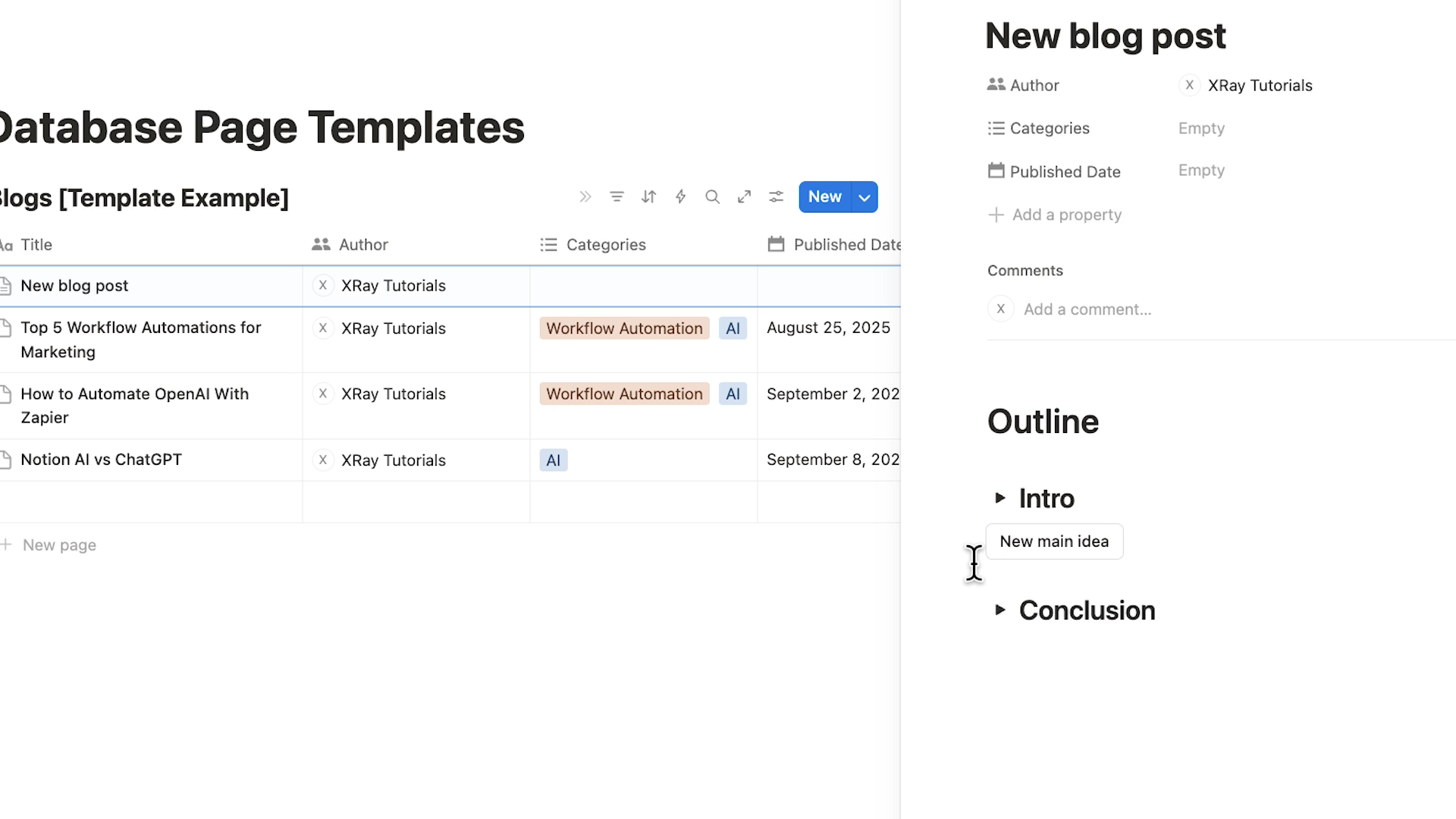 A new page created from a template