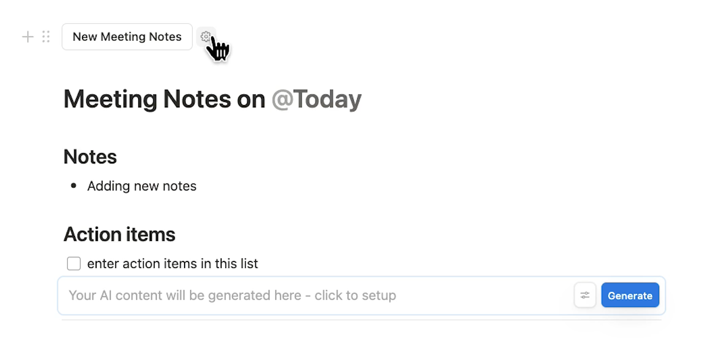 Clicking the gear symbol to edit an existing button
