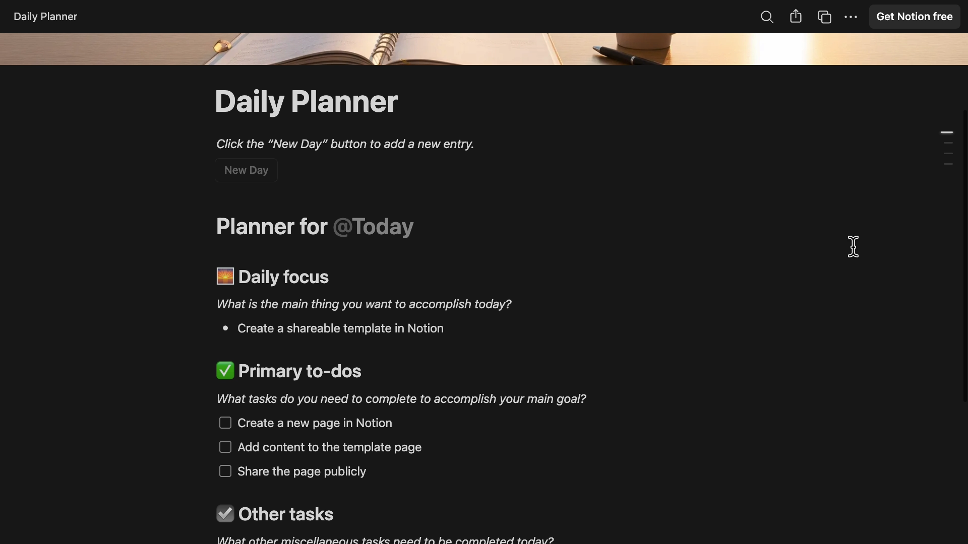 A published Notion site