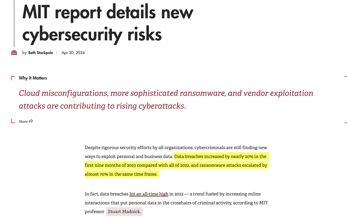 Excerpt of an MT cybersecurity report