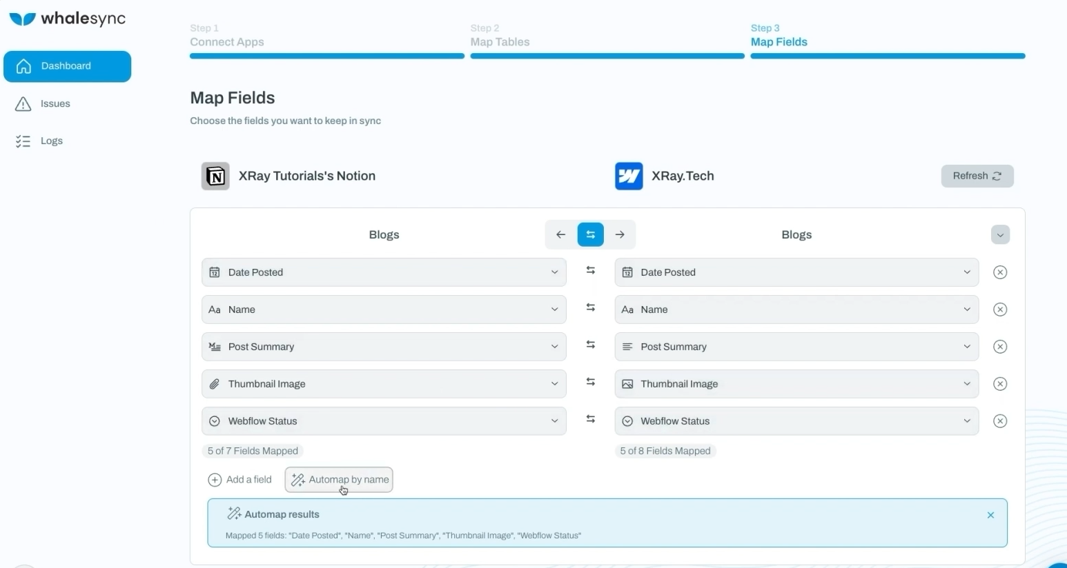 Setting up an automated sync in Whalesync