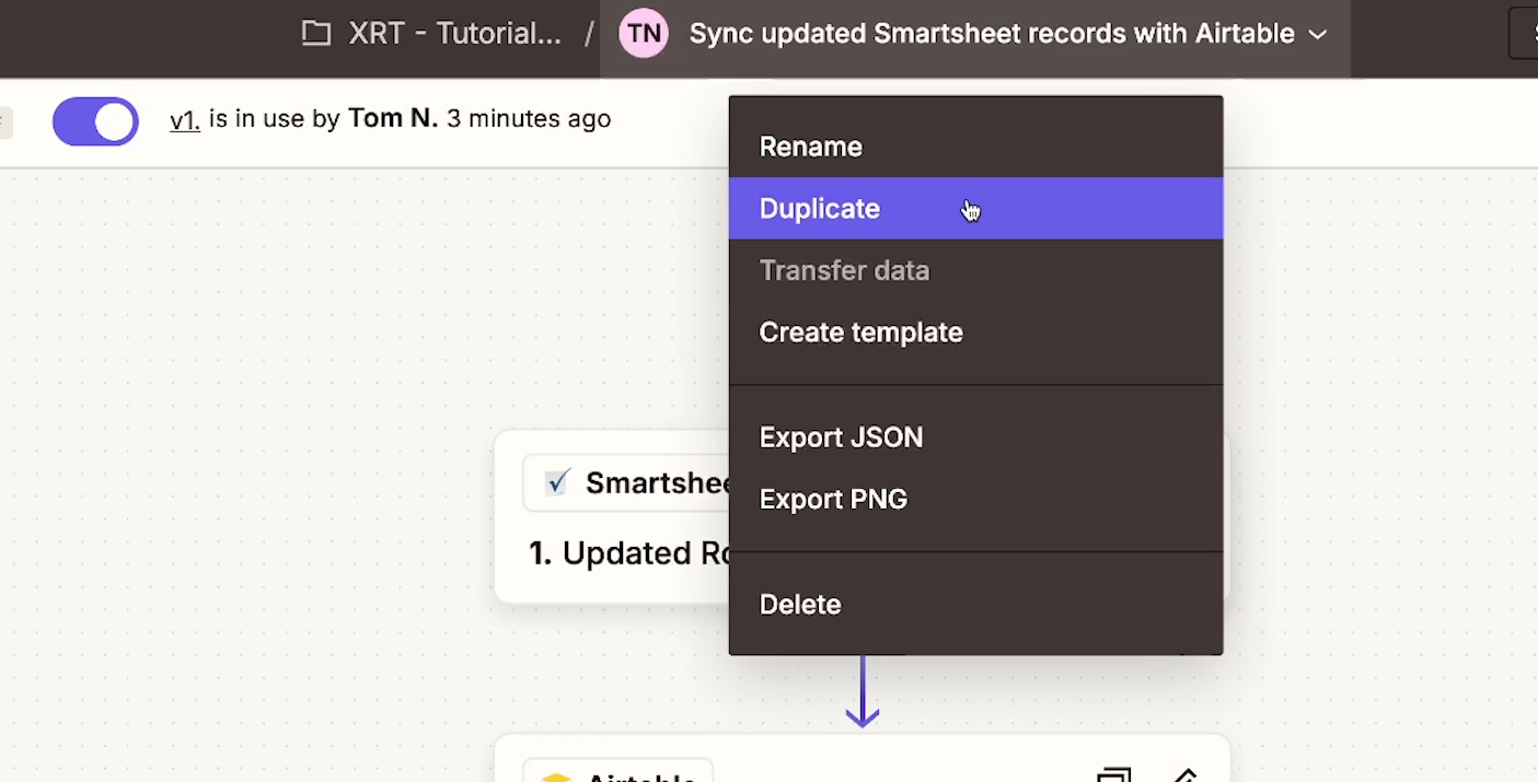 Duplicating a Zap in Zapier
