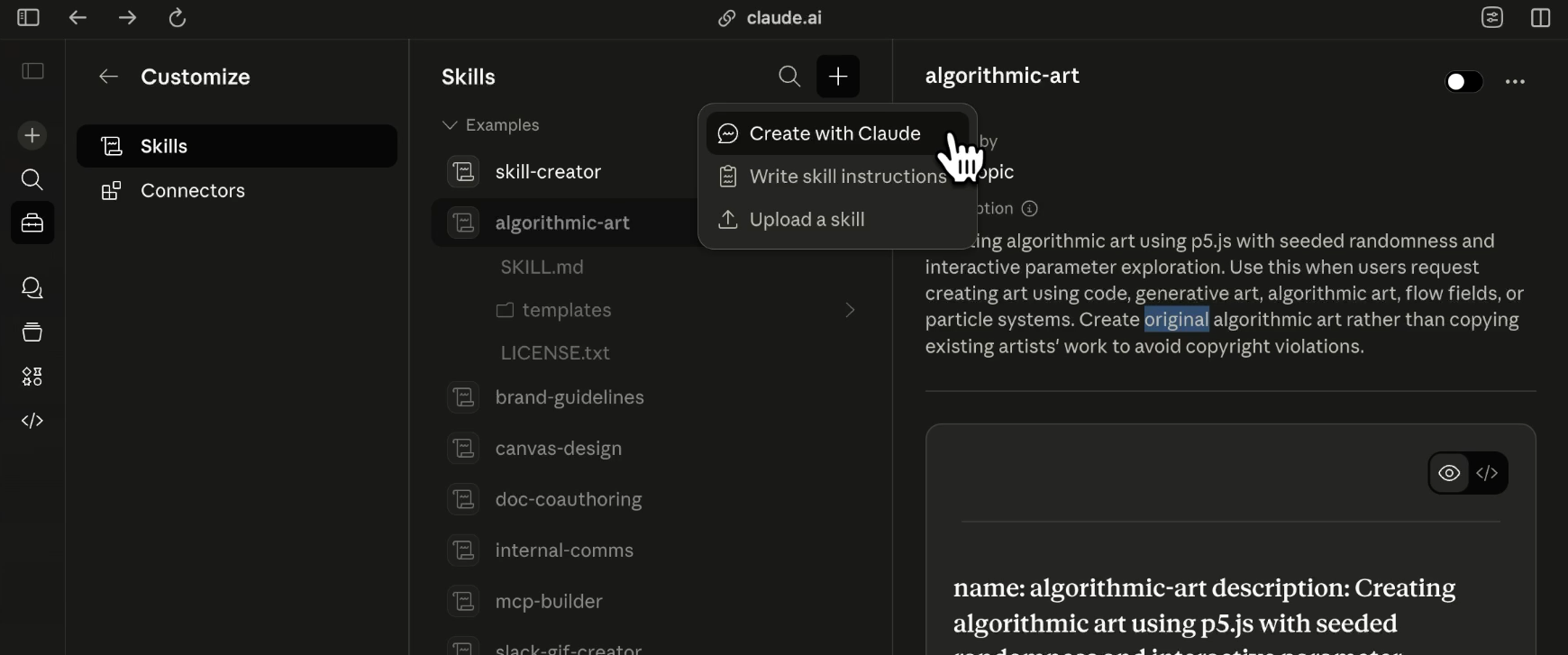 Creating a new skill with Claude