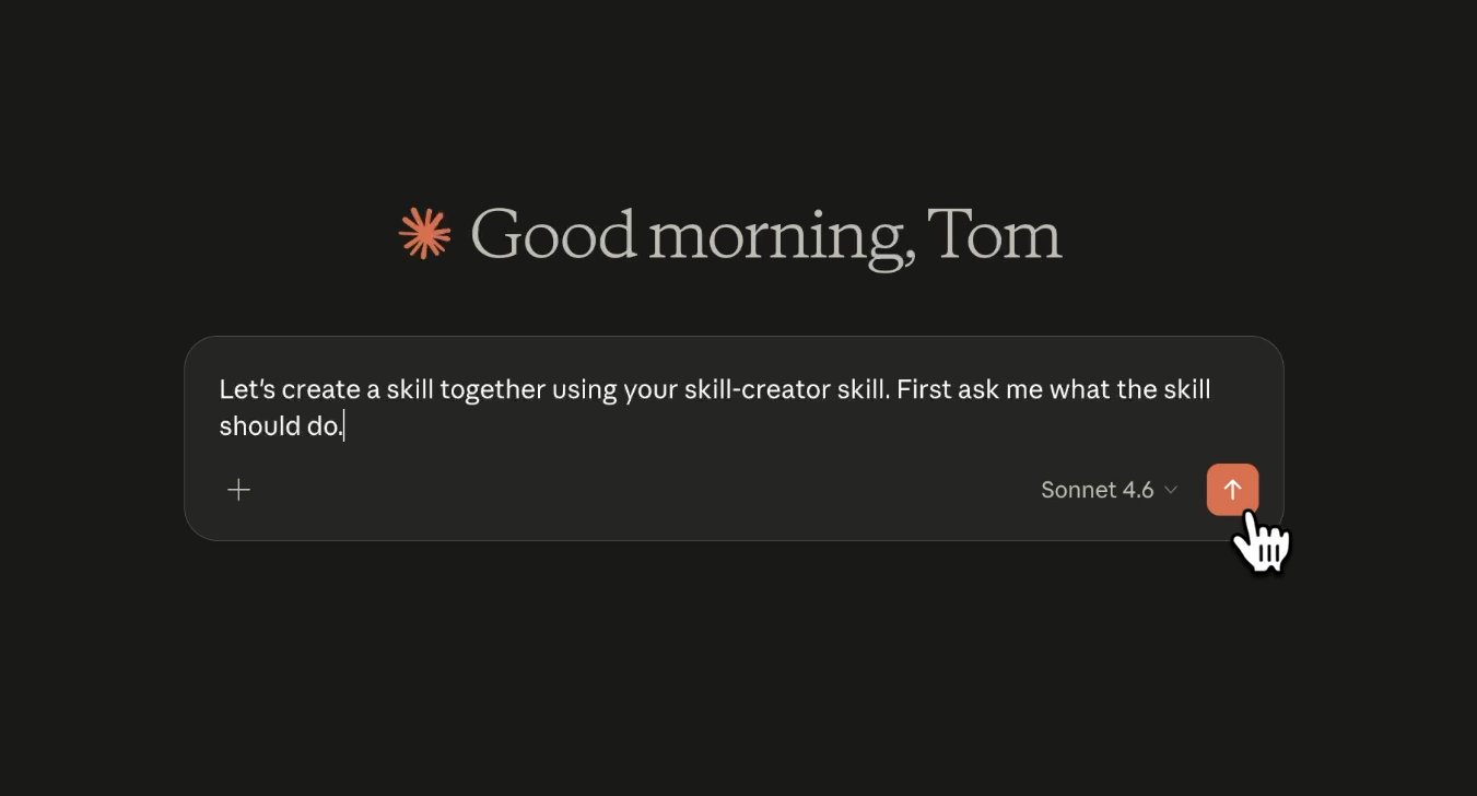 Using a pre-filled prompt to start creating a skill