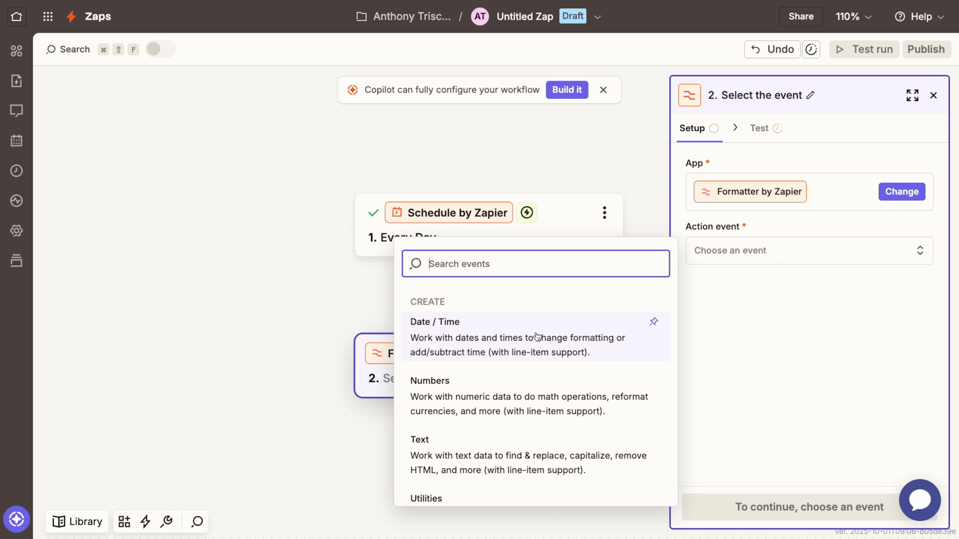 Using a formatter step in Zapier to reformat a date/time value