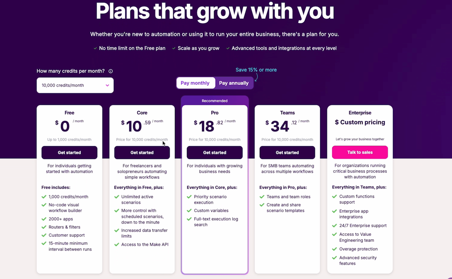 Make pricing plans