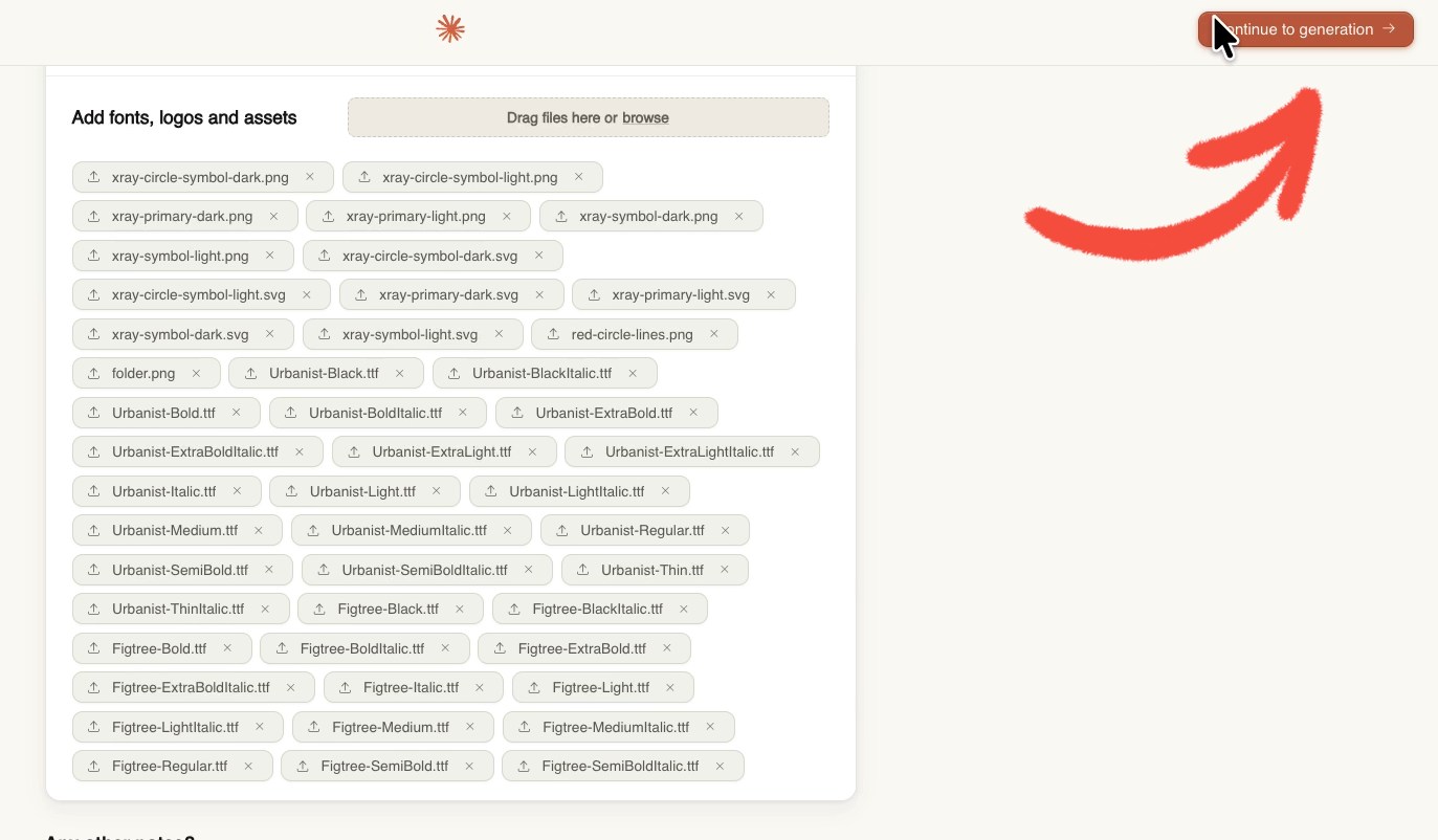 Generating a design system based on uploaded files