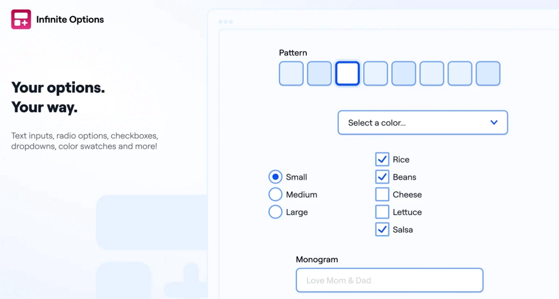 Configure additional options with Infinite Options