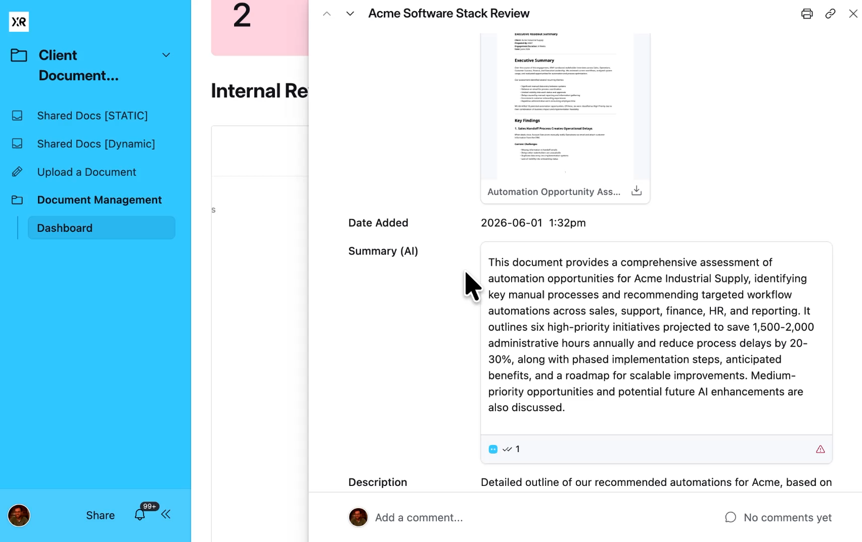 An AI summary field for attached documents in Airtable