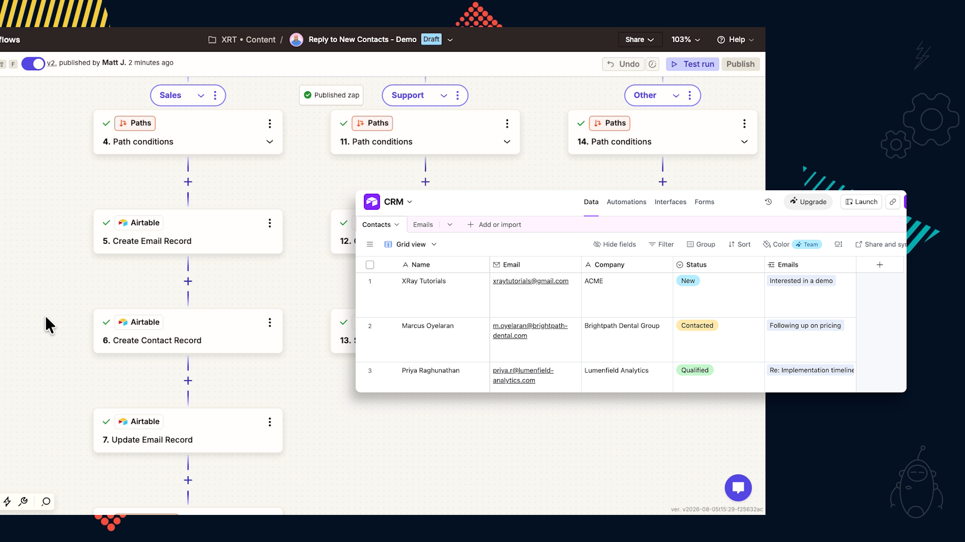Using programmatic automation to create and update records