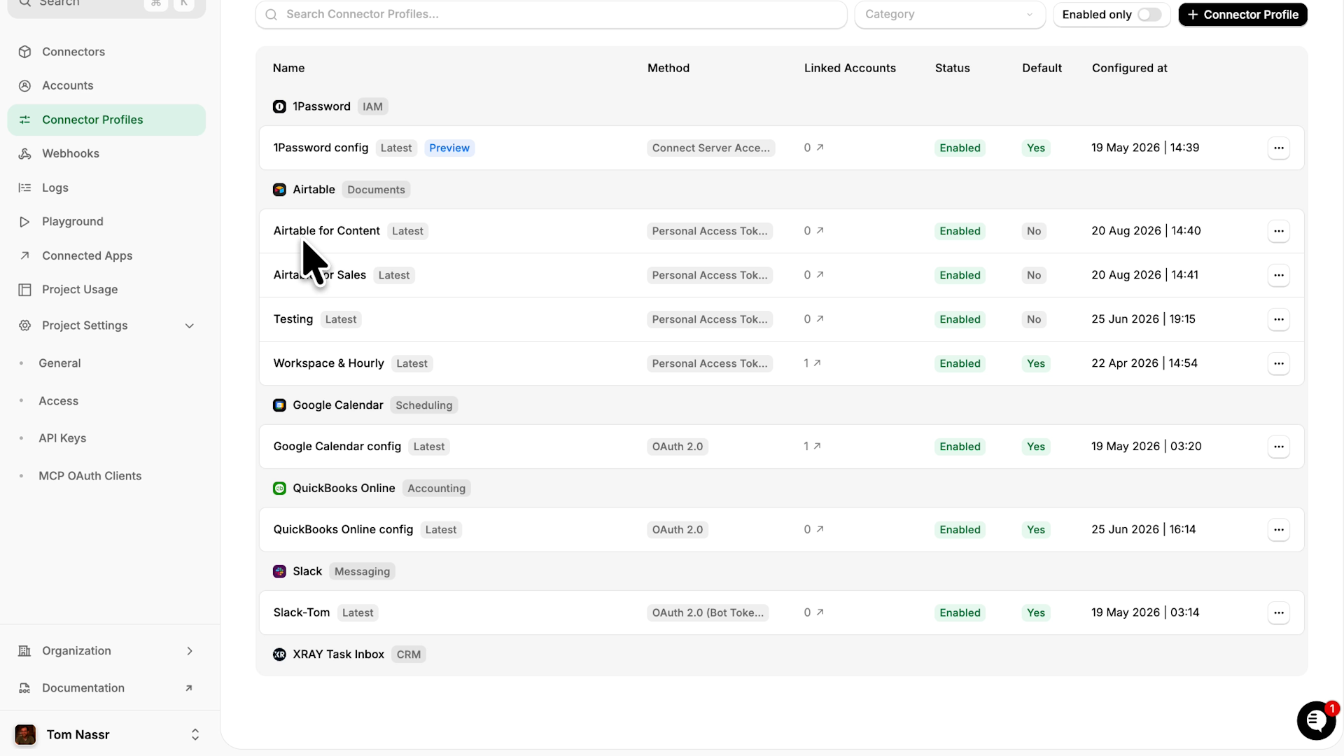 Managing connector profiles in StackOne