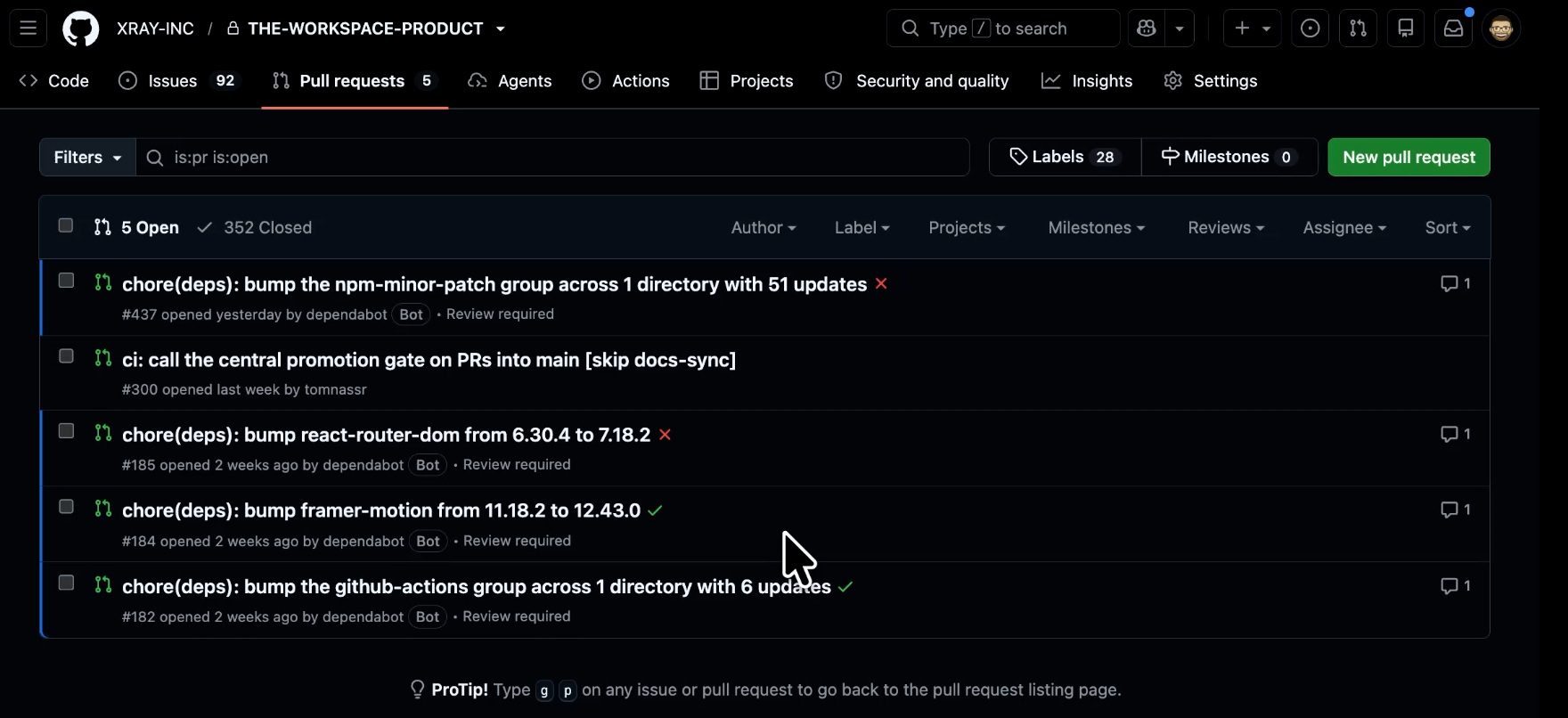 Dependabot Pull requests in Github