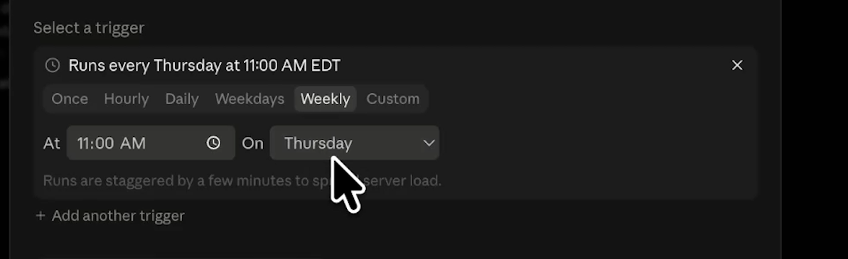 A scheduled routine trigger