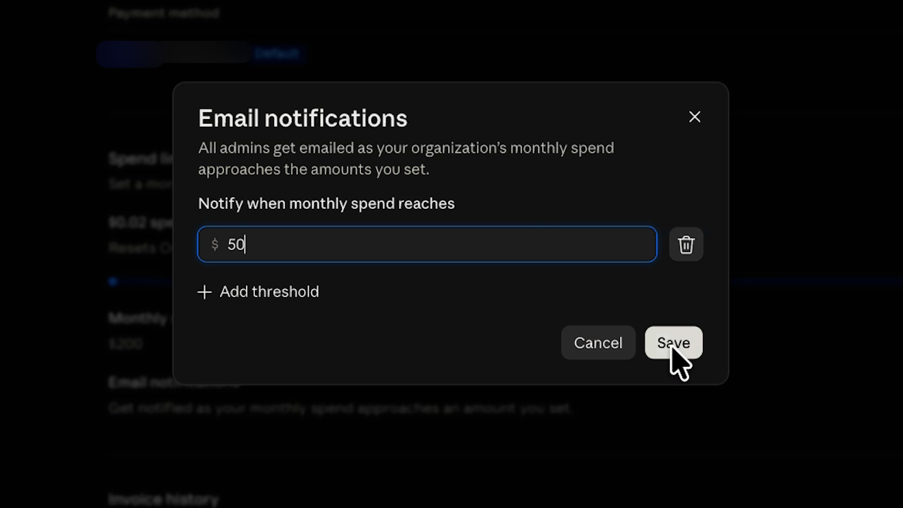 Setting a notification threshold. Can be anything lower than the org limit.