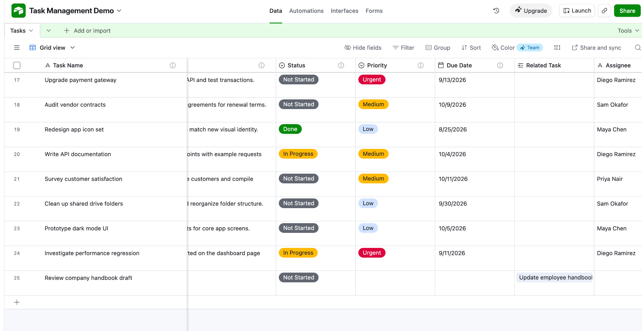 An Airtable base edited by Claude to include a linked record field