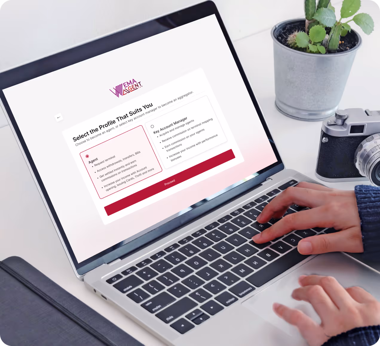 Mockup image of Agency banking landing page